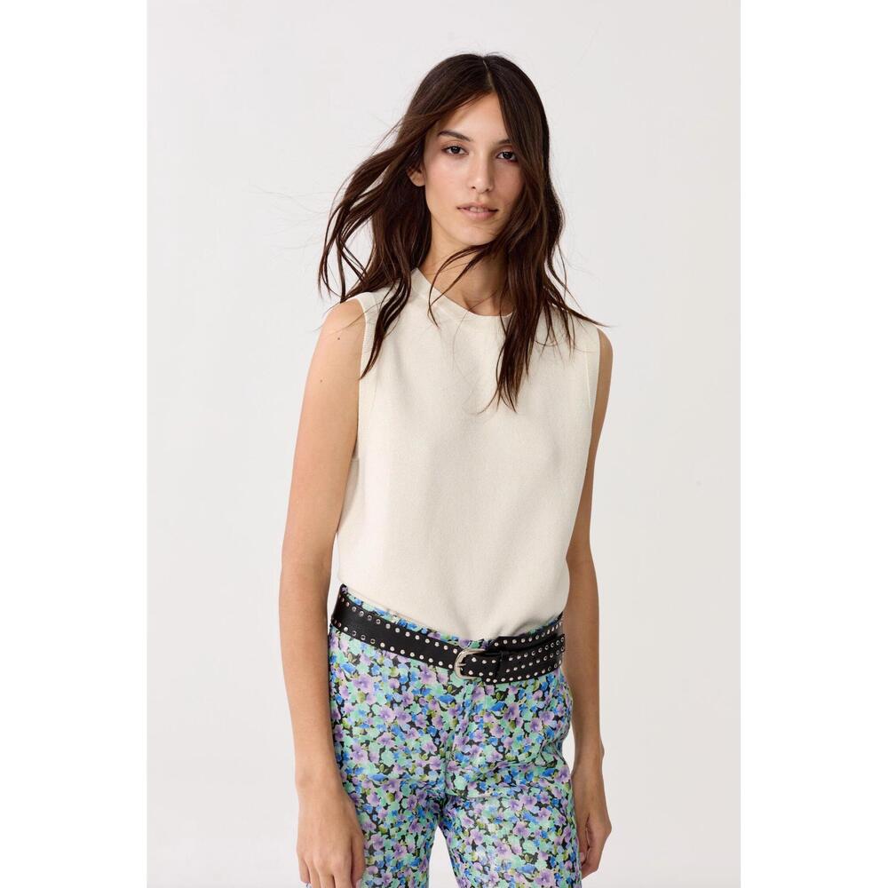 NEW LANTHROPY glitter knitted top in pearl white